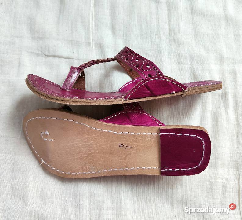 Skórzane japonki kohalpuri 40 fiolet orientalne Szczecin sprzedam