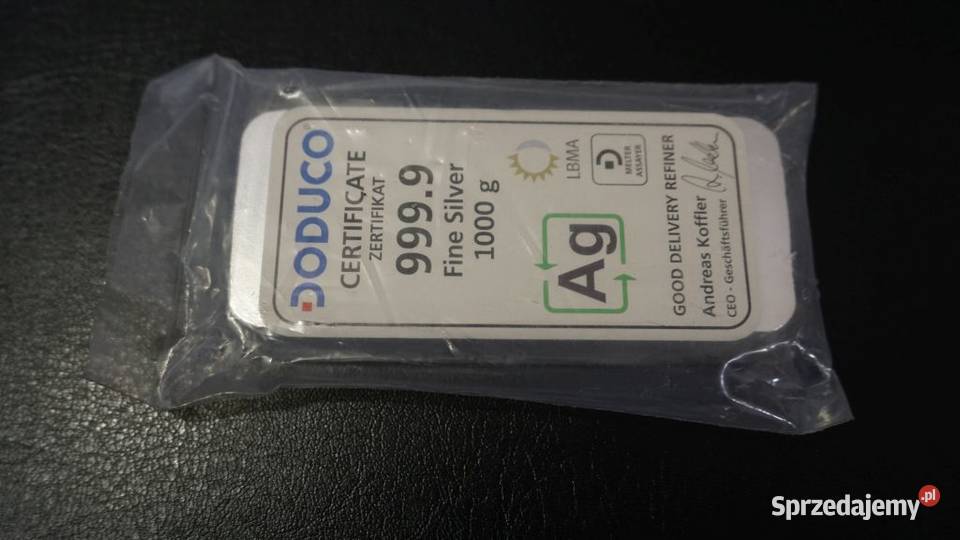 NOWA ORYGINALNA SZTABKA SREBRA 1 1000G mazowieckie