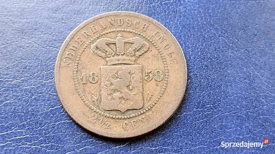 Stare monety 2 12 cent 1858 Holenderskie Indie podkarpackie Lesko