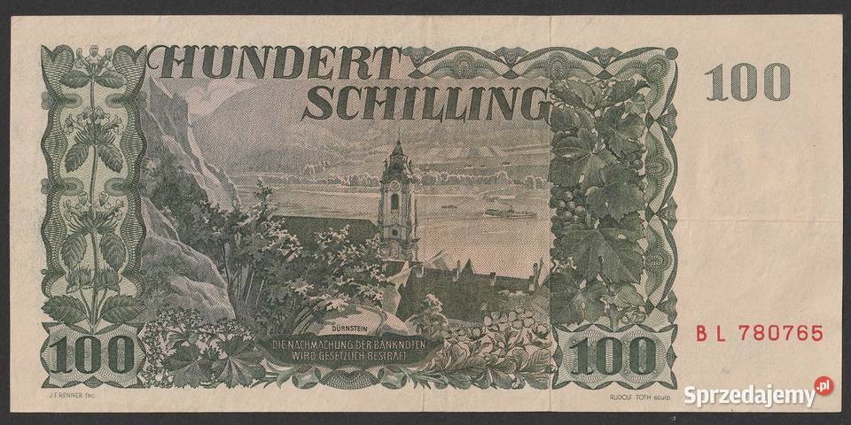 AUSTRIA 100 SCHILLING 1954 Franz Grillparzer Łódź