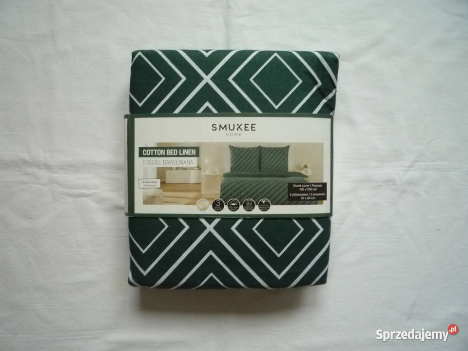 Smukee Nowa pościel bawełniana zielona 160x200 zielony Komplety pościeli Szczecin