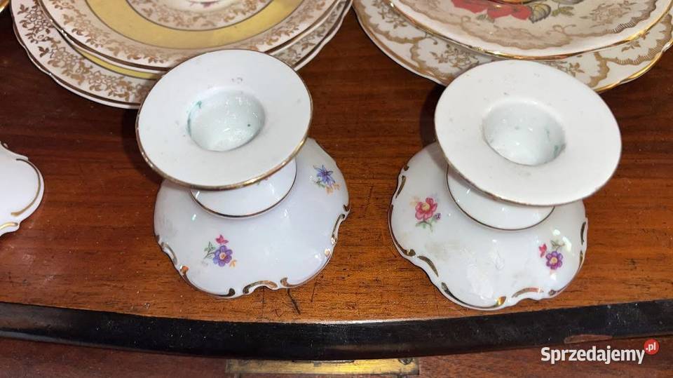 Porcelanowe 2 świeczniki Syg PM Import FRIEDRICH Gdańsk