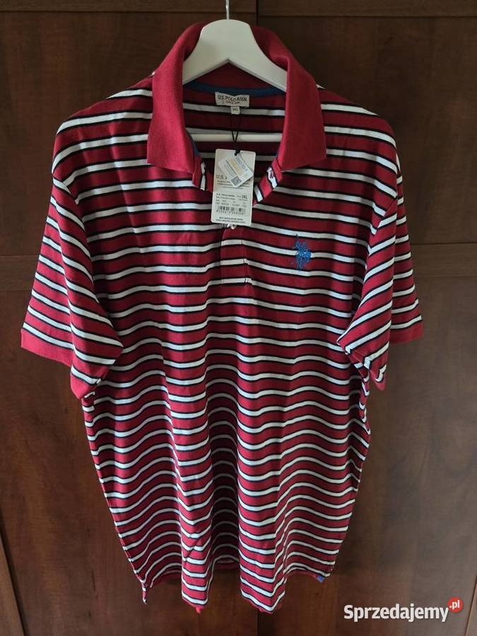 Czerwonobiała koszulka polo US Polo ASSN stan Czaplinek