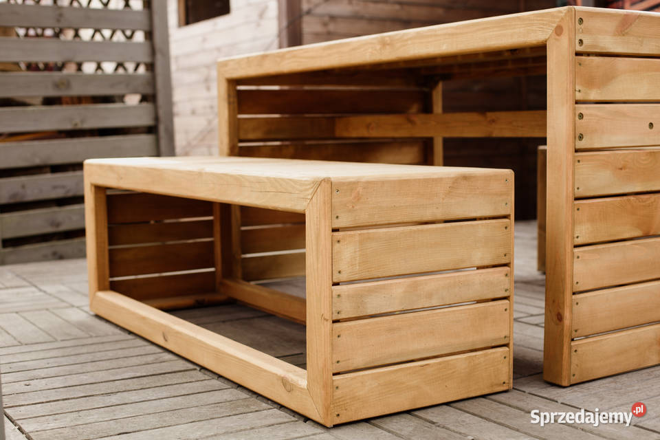 Meble ogrodowe drewniane tarasowe nieskładane inny kolor Kalety
