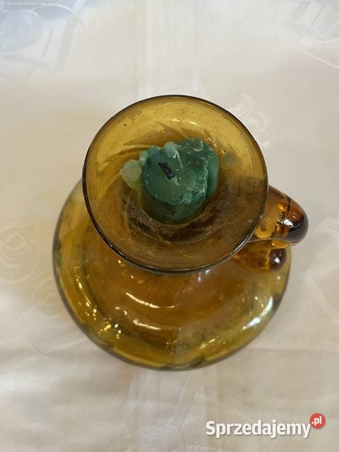 Szklany świecznik kaganek Huta Laura Tarnów Świeczniki