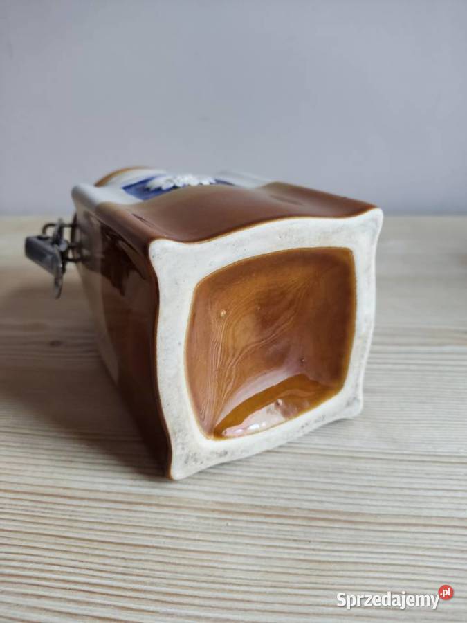Pojemnik ceramiczny zamykany brązowo kremowy z