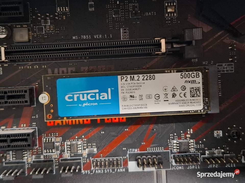 Dysk SSD Crucial P2 500GB M2 NVMe PCIe 30 Dyski