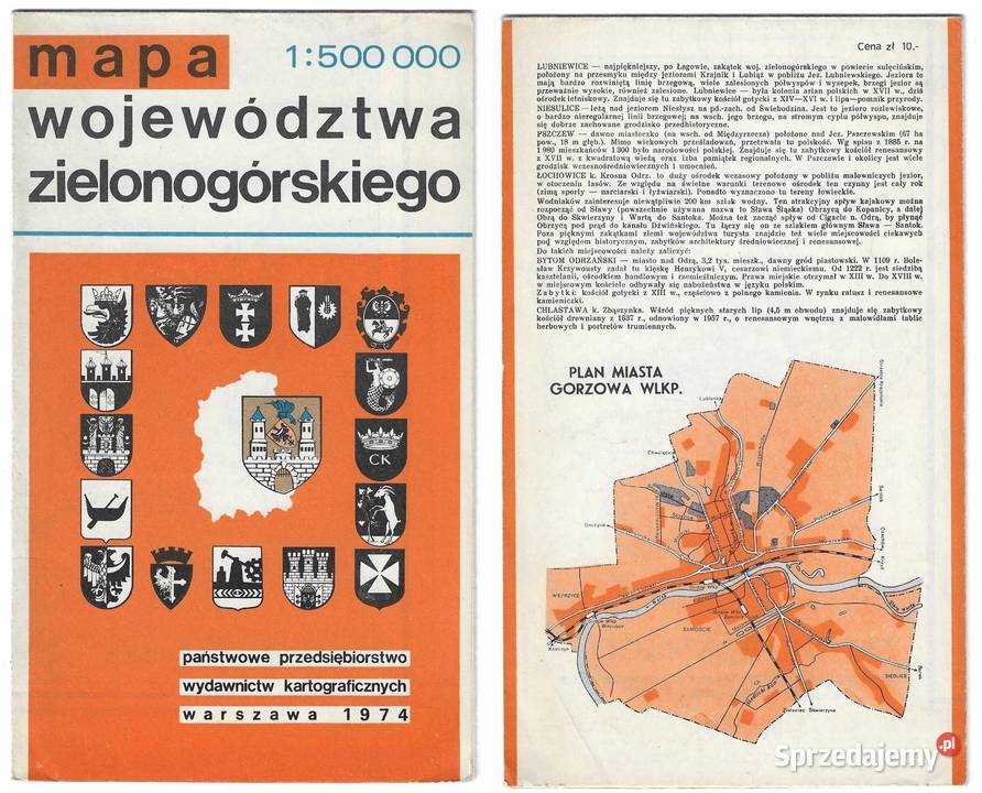 Mapa województwa zielonogórskiego wyd VII 1974 Mapy i przewodniki