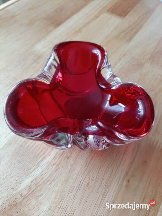 Murano rubinowa patera popielniczka Mirosławiec