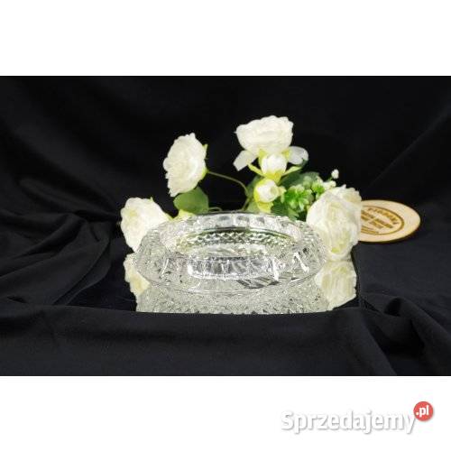 Popielnica kryształowa PRL ciężkie szkło Porcelana i szkło