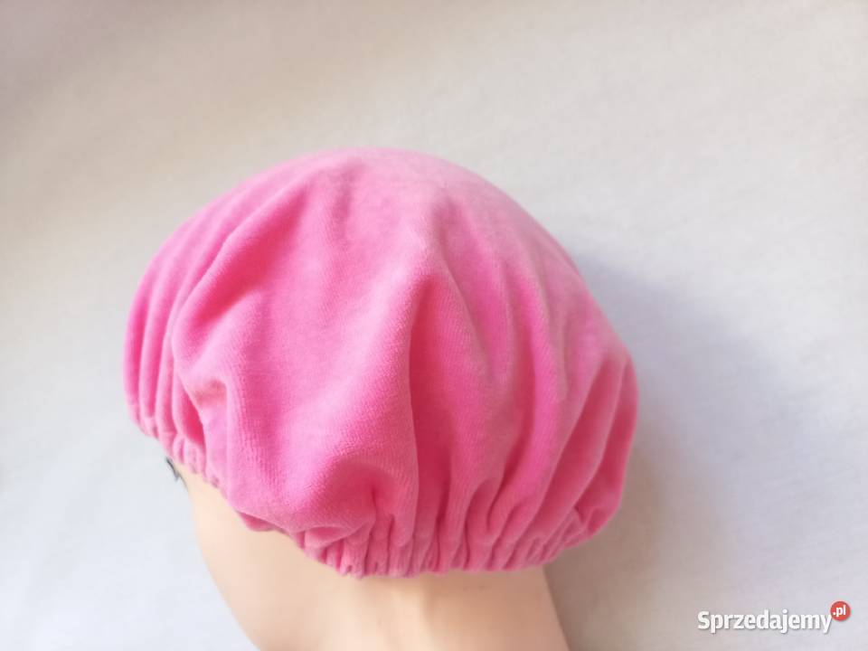 Czepek do włosów Welur różowy NOWY Białystok