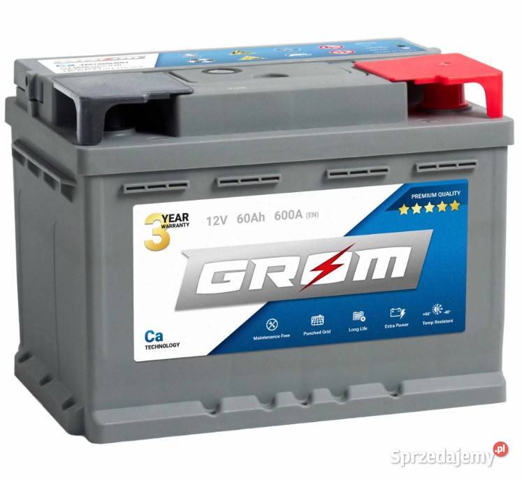 Akumulator GROM Premium 60Ah 600A EN DTR Wałbrzych