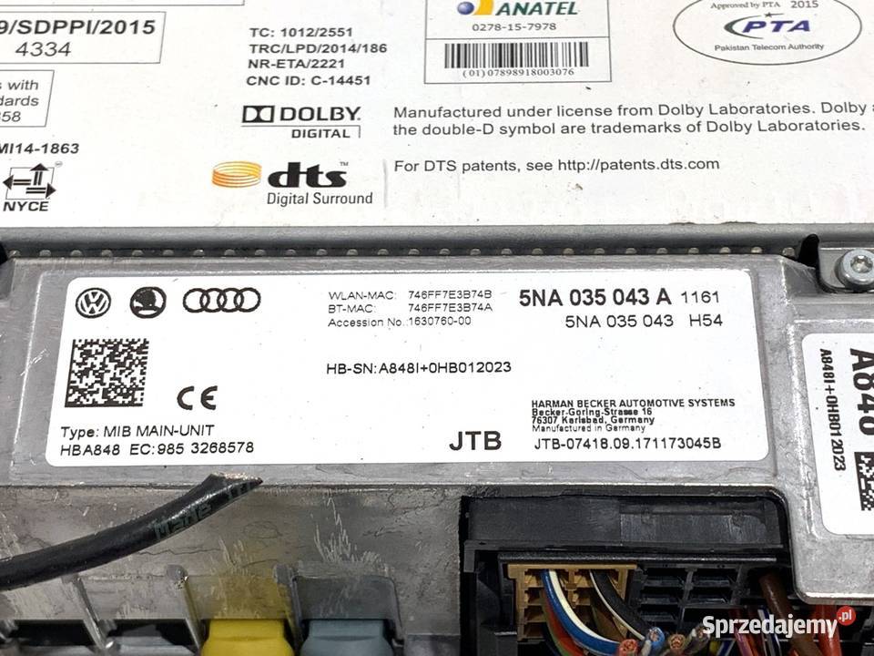 CZYTNIK NAWIGACJI VW TOURAN 5NA035043A podkarpackie