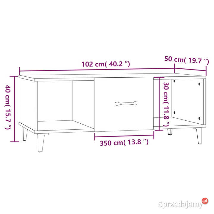 Stolik kawowy przydymiony dąb 102x50x40 WM817528 Warszawa