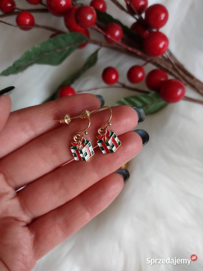 Kolczyki świąteczne wiszące prezenciki Christmas Olkusz