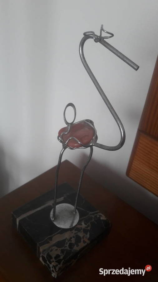 Metalowy ptak z kamykiem 21 metaloplastyka Rękodzieło Antyki, Sztuka, Kolekcje mazowieckie Radom