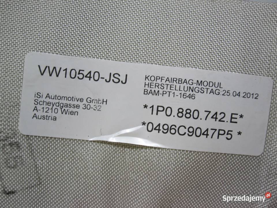 LEON II LIFT 12r AIRBAG kurtyna prawa 1P0880742E