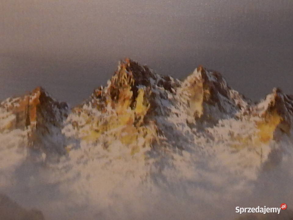 vintage obraz olejny na płótnie pejzaż górski Piła sprzedam