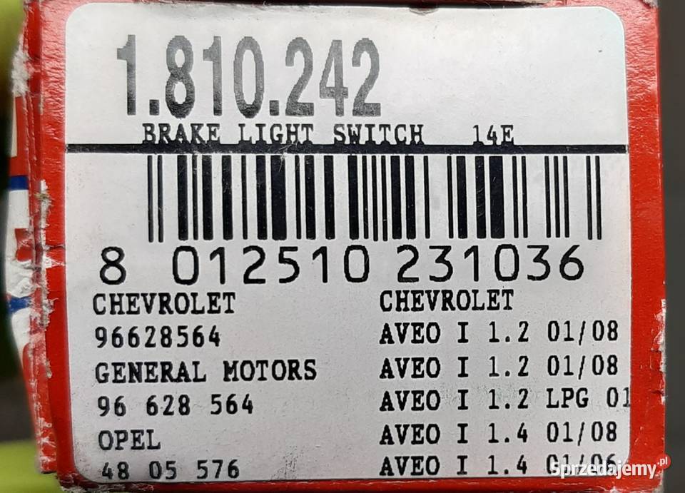 WŁĄCZNIK ŚWIATEŁ STOP OPEL ANTARA A MOKKA czujniki Mielęcin