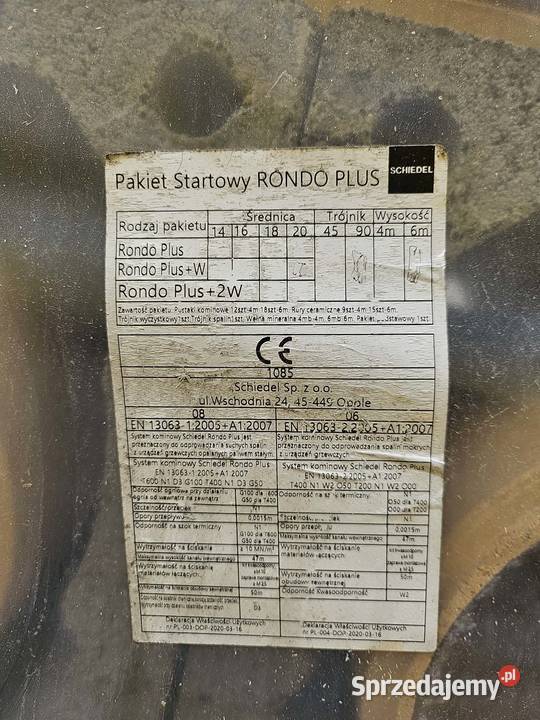 Komin ceramiczny Schiedel Rondo Plus 20W 6mb Sieradz sprzedam