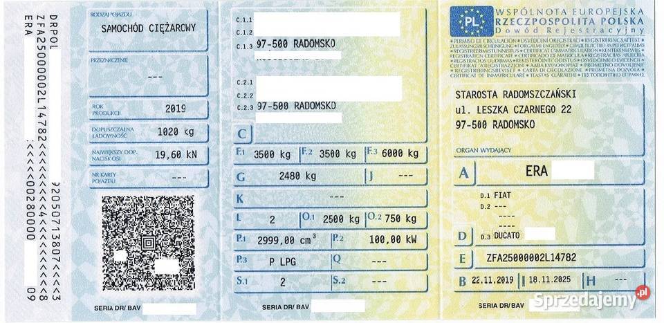 DUCATO L4H230166 BENZYNANOWY GAZ LPG STAG 1300kg Samochody dostawcze Radomsko sprzedam