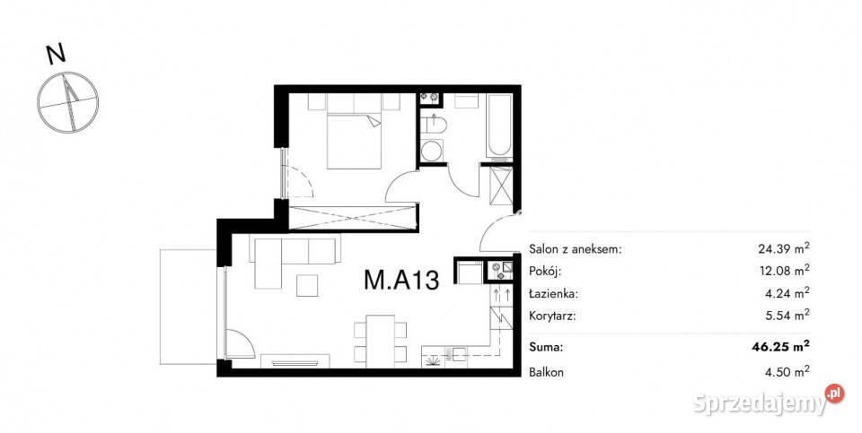 Mieszkanie Kraków 4625m2 2pokojowe Nieruchomości