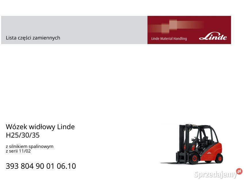 Linde H25 H30 H35 katalog czesci wózek widłowy Poradniki, albumy i reportaże Kielce
