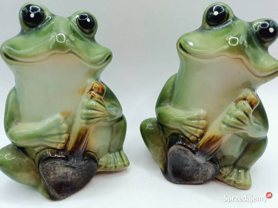 Ceramiczne figurki żab żabek 2 sztuki