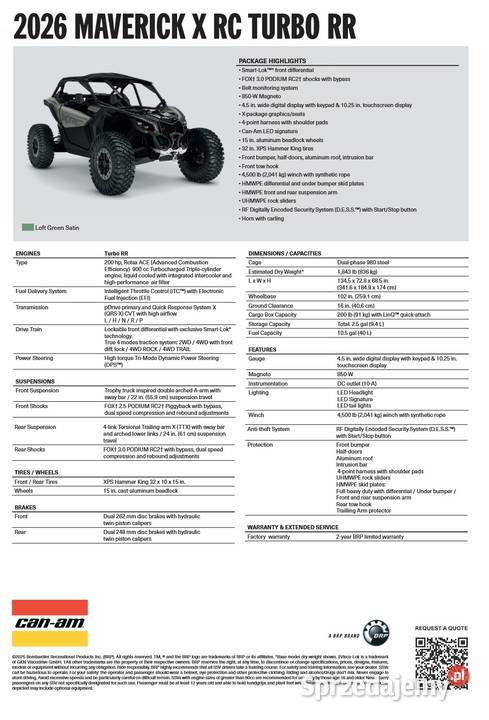 Canam Maverick X RC Turbo RR Loft Green Satin Nowy Sącz