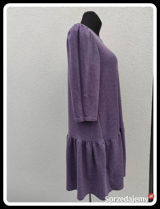 Sukienka fioletowa z falbanką 42 XL fioletowy Płock