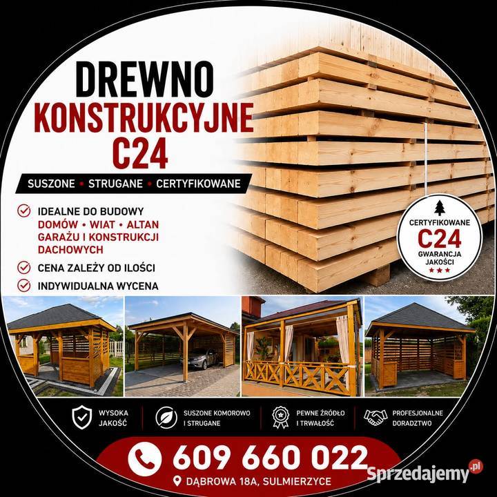 Drewno C24 suszonestrugane łódzkie