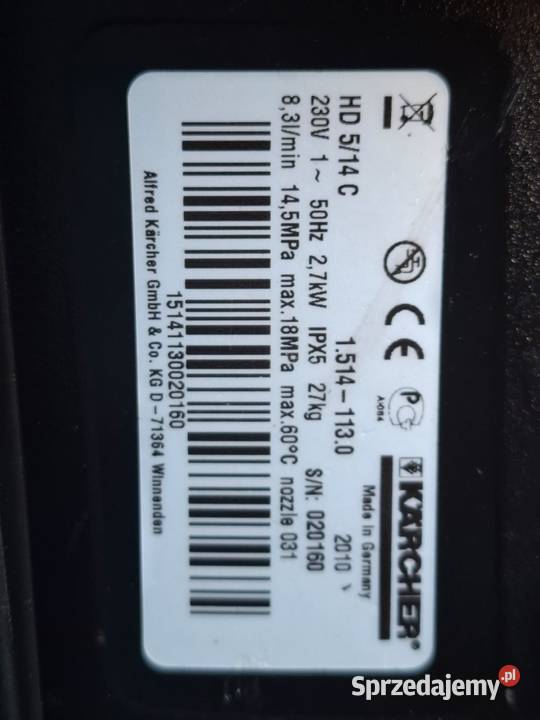 Myjka ciśnieniowa KARCHER HD 514 C Wysyłka