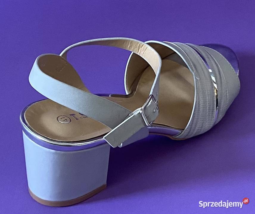 Szare damskie sandały na obcasie rozmiar 41 Żyrardów sprzedam