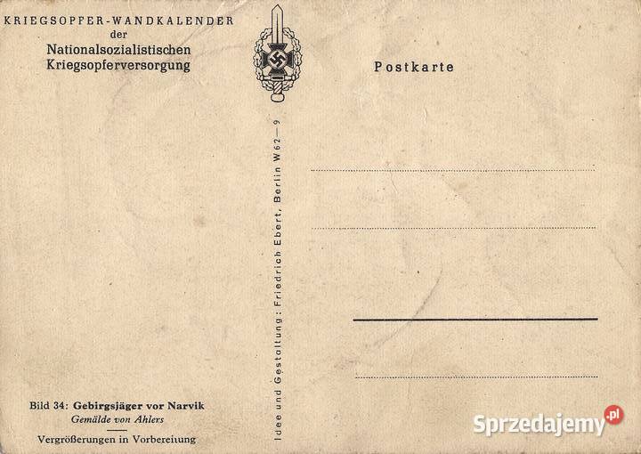 Kartki z cyklu Niemiecka propaganda III Rzeszy Warszawa