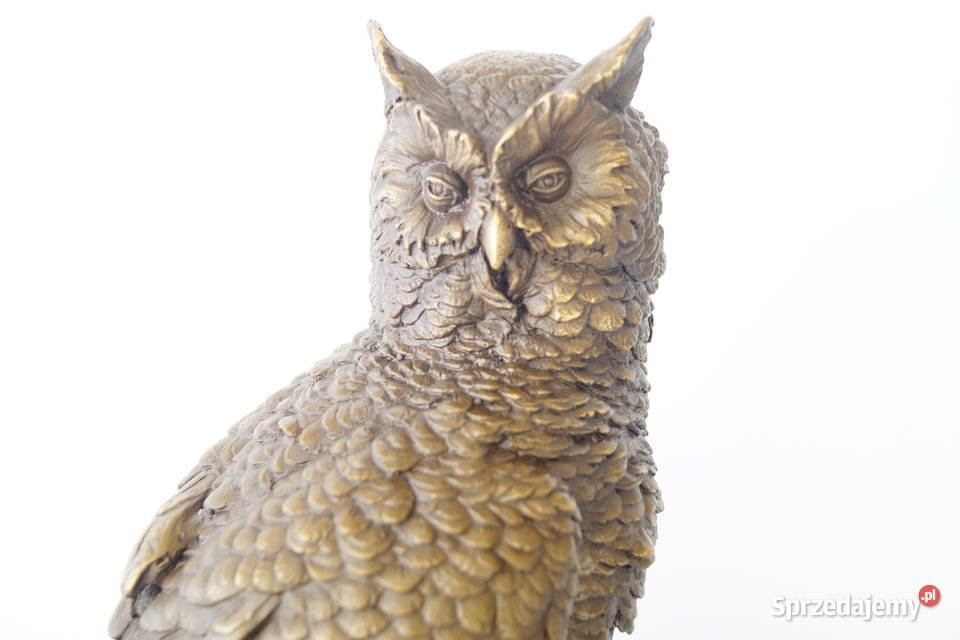 Figura z brązu DUŻA SOWA symbol mądrości rzeźba Gizałki