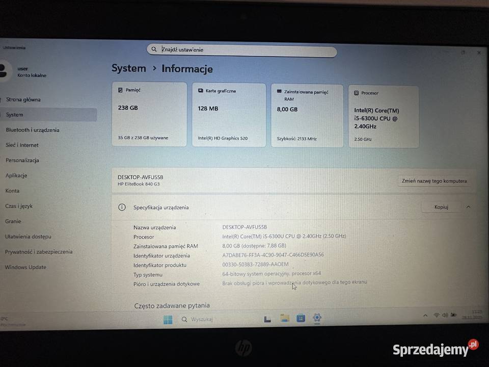 LAPTOP HP ELITEBOOK 840 G3 Strzyżów sprzedam