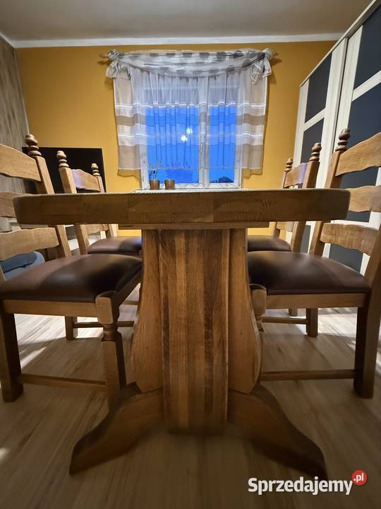 Masywny komplet dębowy stół 4 krzesła STAN Turek