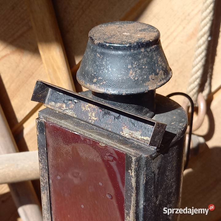 Przedwojenna lampa lampka kolejowa na świecę Warszawa