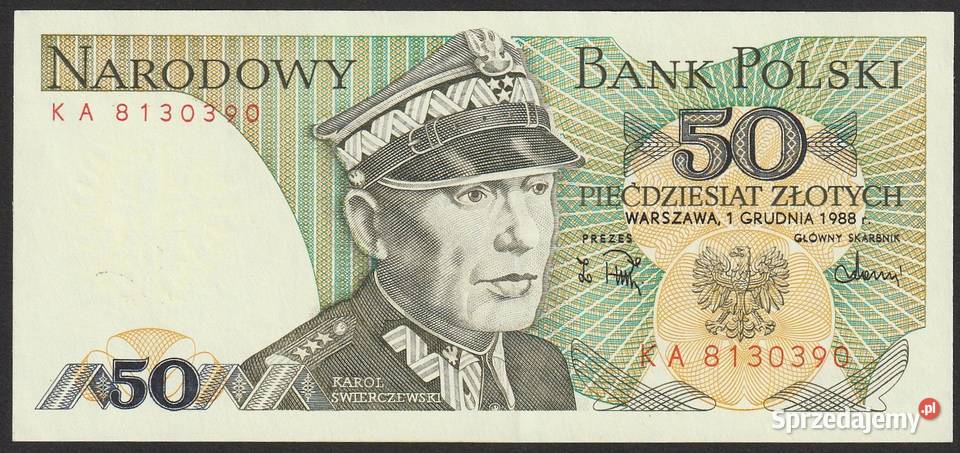 POLSKA 50 ZŁOTYCH 1988 ŚWIERCZEWSKI STAN BANKOWY Łódź