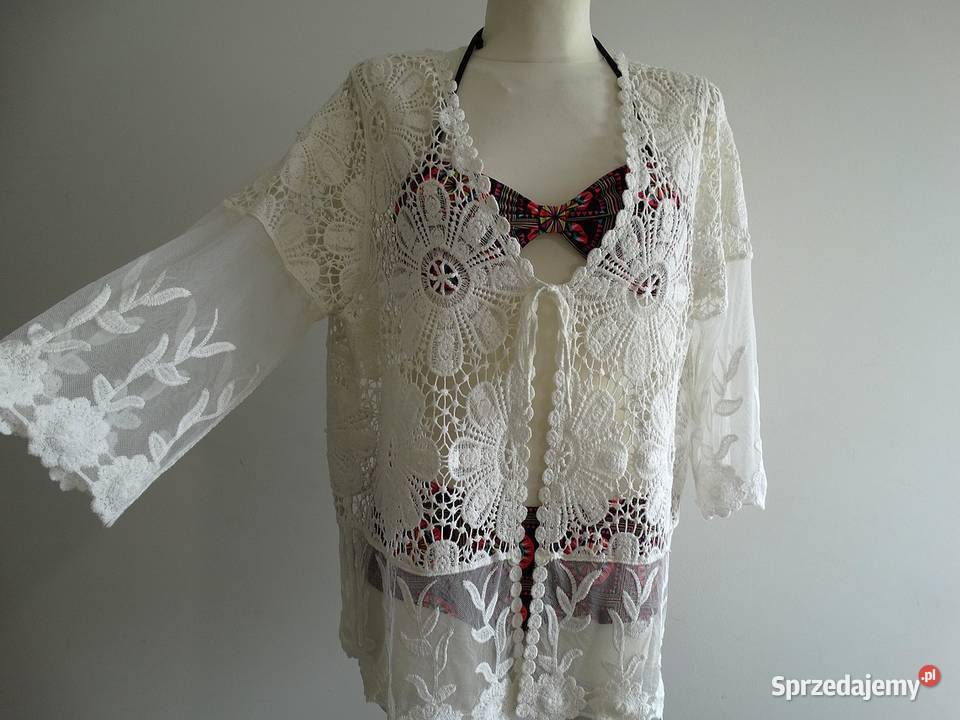 Kimono Tunika Plażowa Ażurowa Szydełkowa Łomża