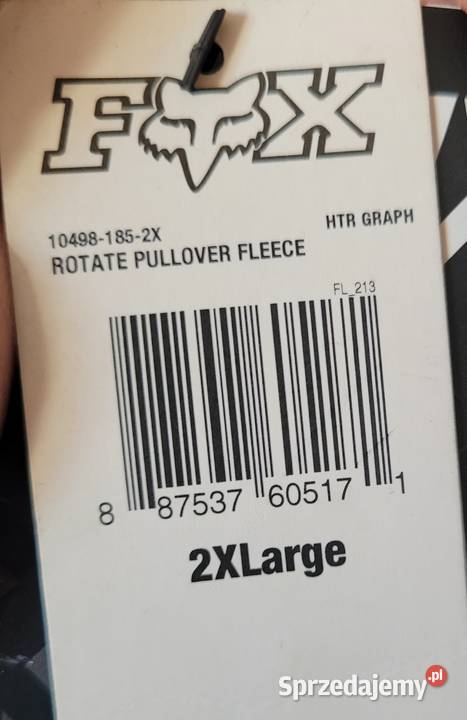 Bluza FOX Rotate Pullover Fleece 2XL NOWA z Rozmiar XXL Odzież wyjściowa Szczecin