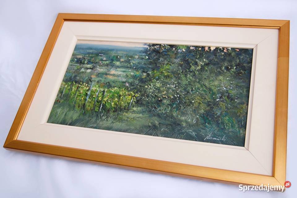 Jacek Kośmiński sad pejzaż obraz olejny złocona Lublin sprzedam