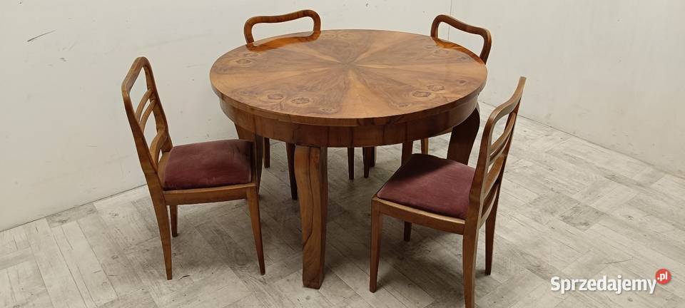 stary okrągły stół art deco orzech lata 60te łódzkie Radomsko sprzedam