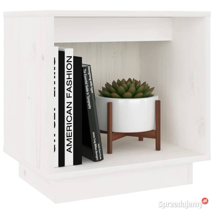 Szafka nocna biała 40x30x40 lite drewno sosnowe