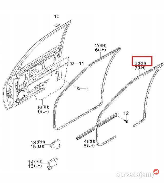 USZCZELKA DRZWI PRAWY TYŁ KIA SPECTRA 0104 NOWA sprzedam