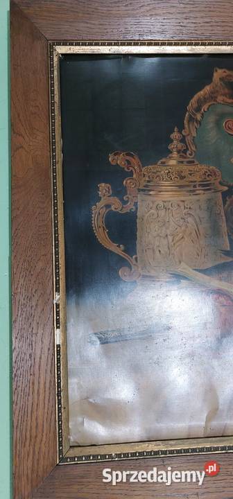 Obraz przedwojenny reprodukcja rama drewno gips Rokity