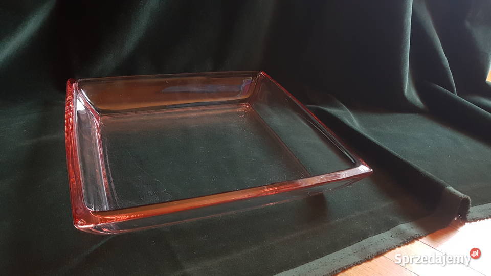 Duża kwadratowa kryształowa misa
