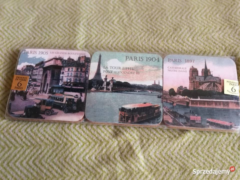 Komplet podkładek pod szklanki kufle PARYŻ Retro Pozostałe Szczecin