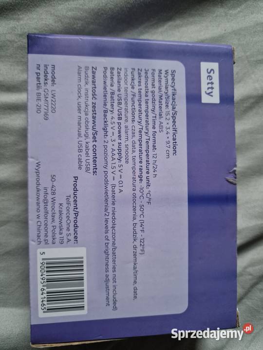 NOWY Budzik cyfrowy Setty z termometrem i