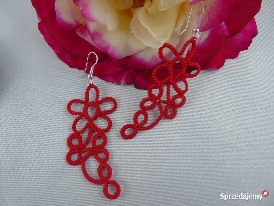 Kolczyki frywolitkowe Wiśniowa